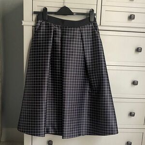 Ted Baker London Black Windowpane A-Line Midi Skirt